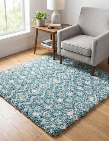 4' x 4' Moroccan Trellis Shag Square Rug