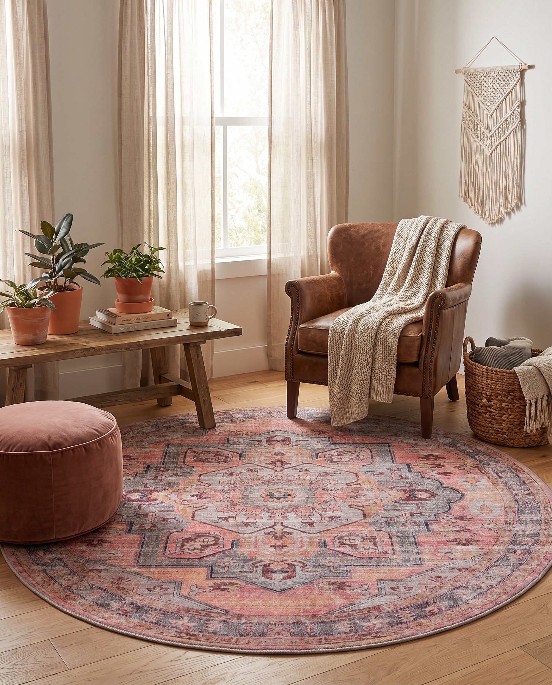 7' 3 x 7' 3 Washable Mangata Round Rug