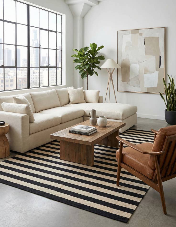 Detail image of 6' 7 x 9' 8 Hand Woven Kilim Modern Wool Rug