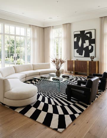 Black and White Vortex Wool Rug