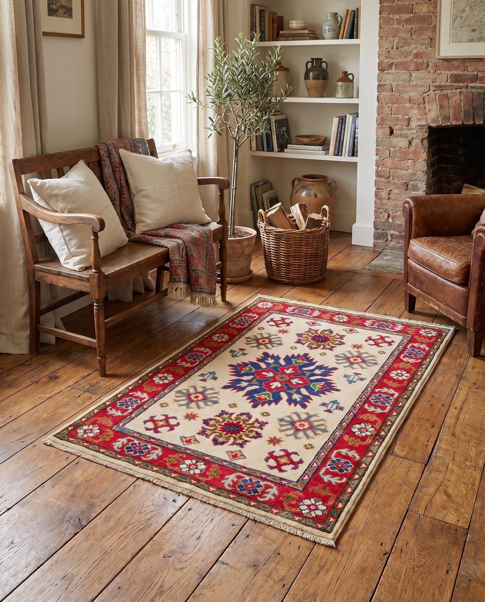 2' 8 x 4' Hand Knotted Kazak Rug
