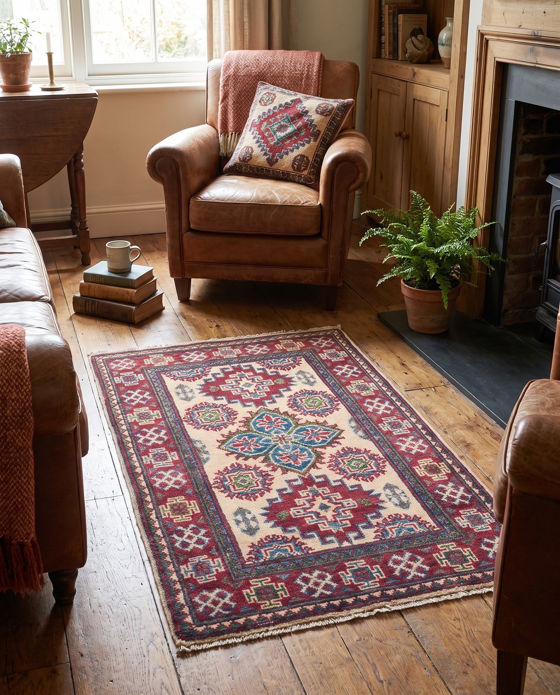 2' x 3' 1 Hand Knotted Kazak Rug