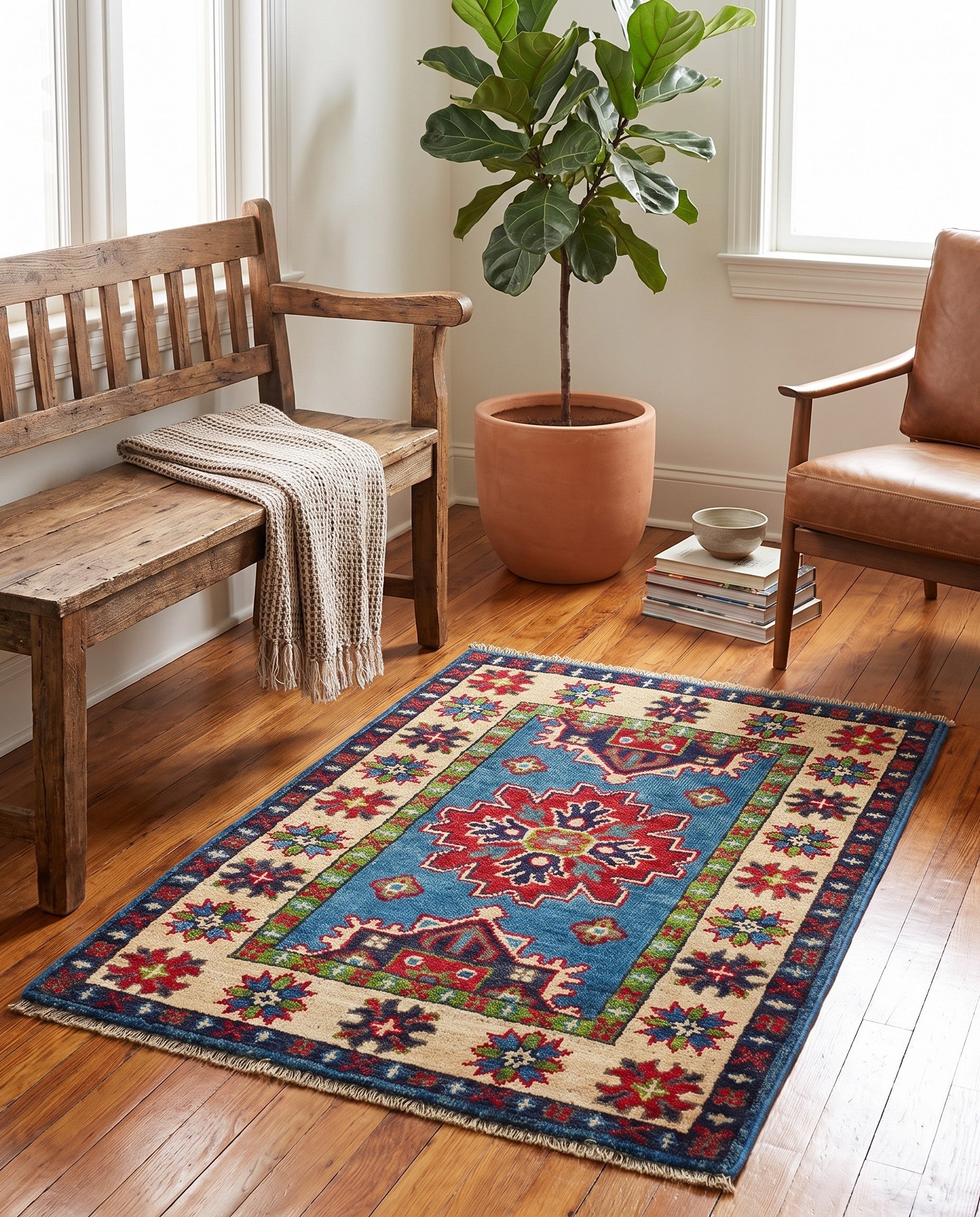 2' 3 x 3' Hand Knotted Kazak Rug
