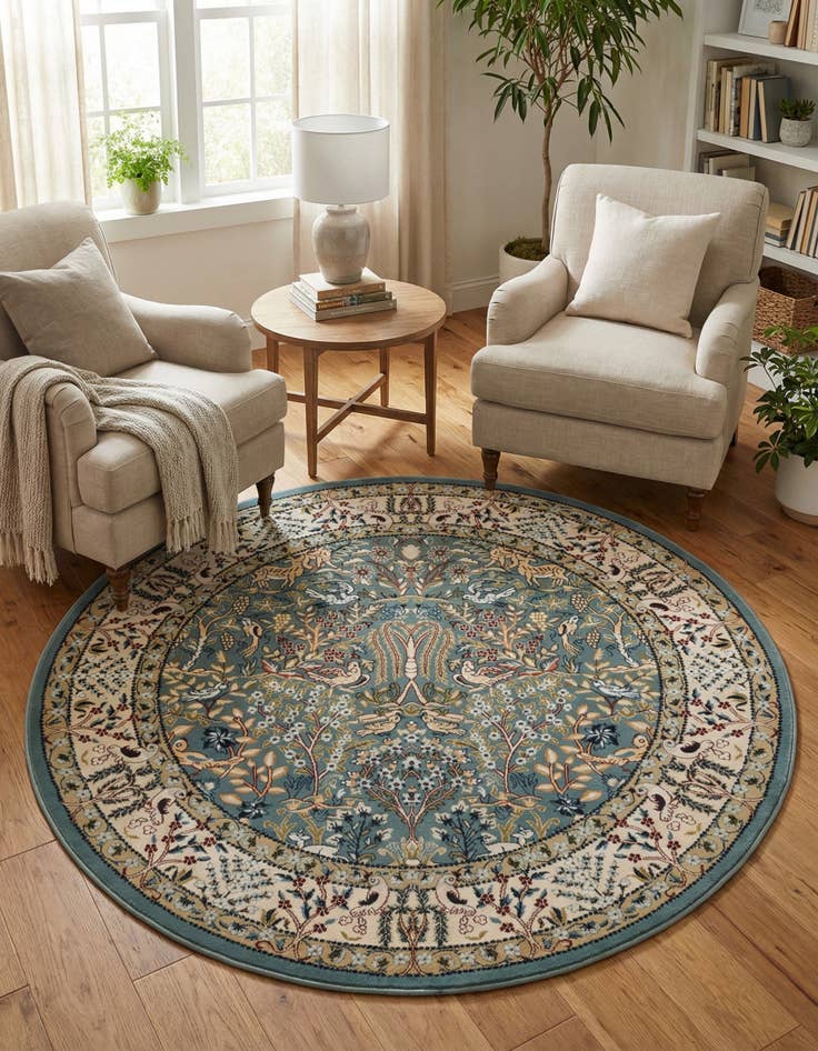 Detail image of 6' x 6' Nain Design Round Rug