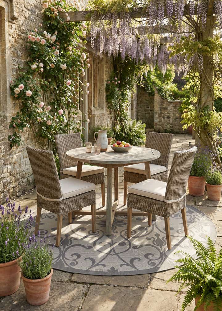 6' x 6' Easy-Clean Botanical Indoor / Outdoor Round Rug