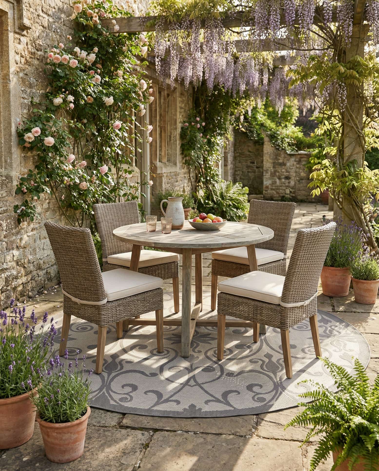 6' x 6' Easy-Clean Botanical Indoor / Outdoor Round Rug
