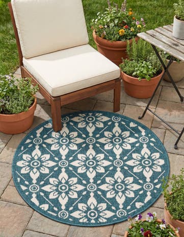 3' x 3' Easy-Clean Lattice Indoor / Outdoor Round Rug