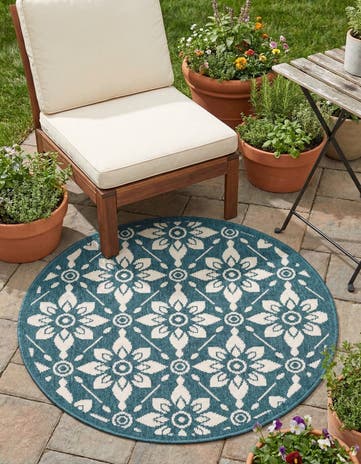 3' x 3' Easy-Clean Lattice Indoor / Outdoor Round Rug