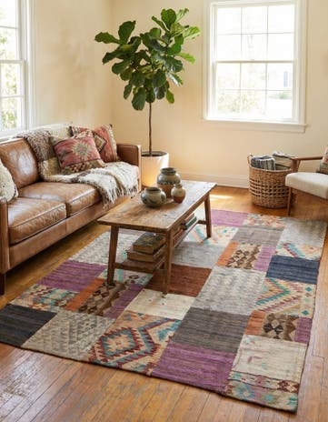 6' x 7' 7 Hand Woven Kilim Patchwork Wool Rug