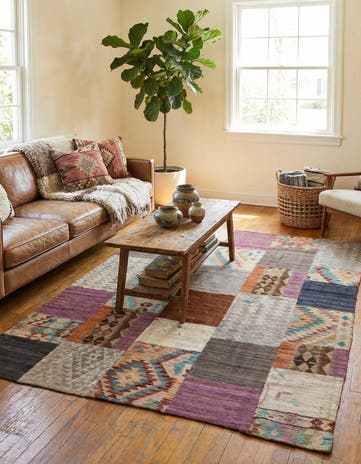 6' x 7' 7 Hand Woven Kilim Patchwork Wool Rug