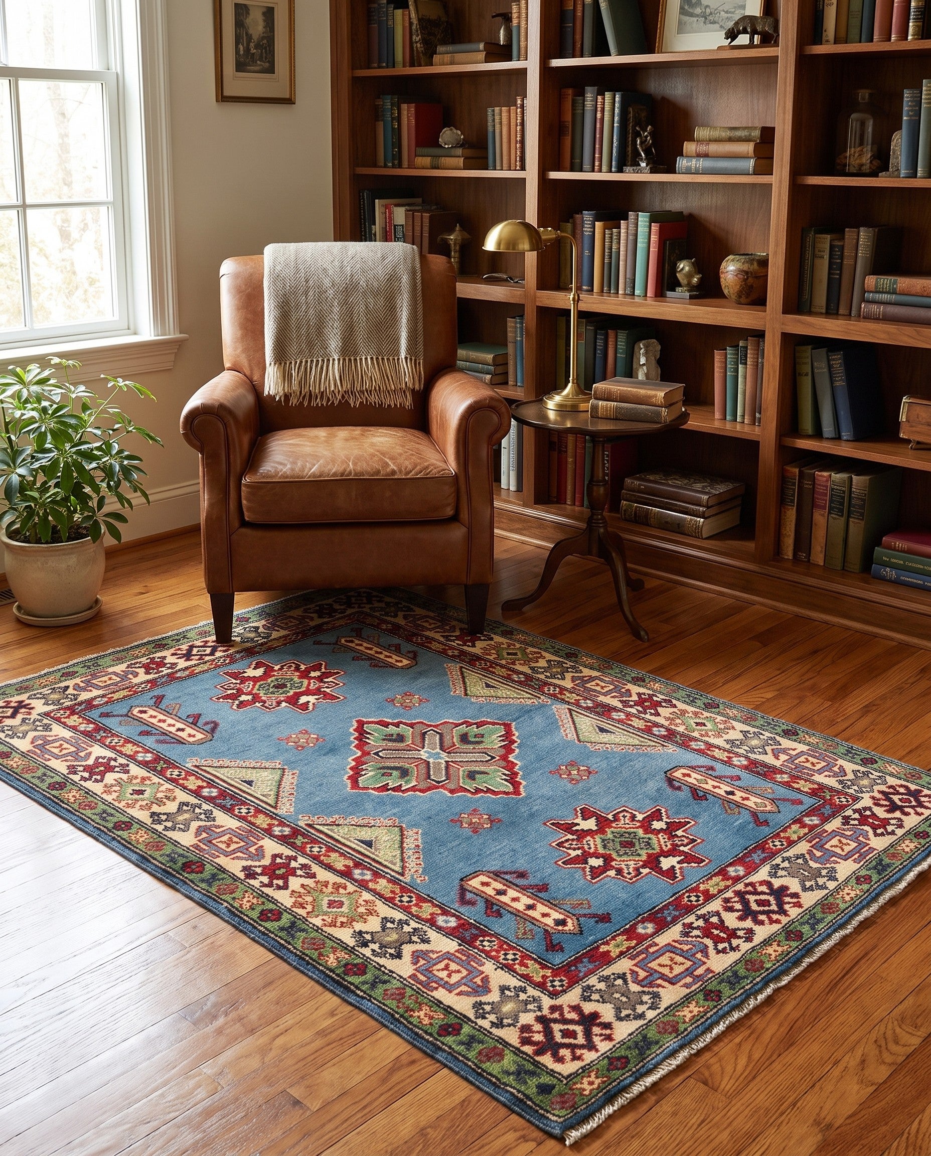 3' 4 x 5' 2 Hand Knotted Kazak Rug