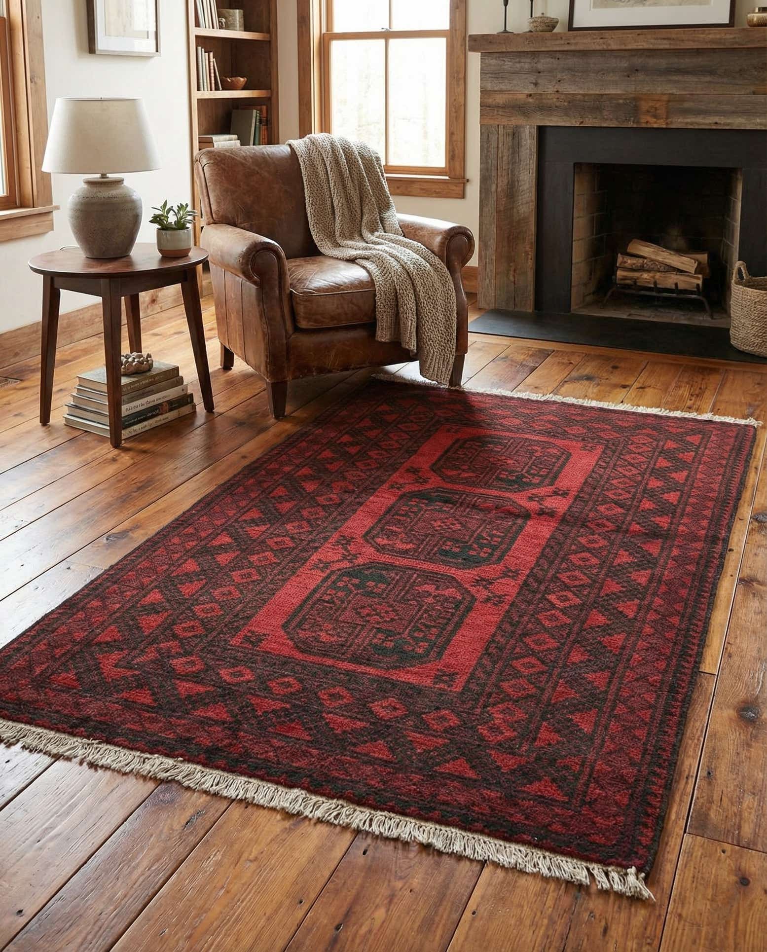 3' 3 x 4' 10 Hand Knotted Afghan Akhche Wool Rug