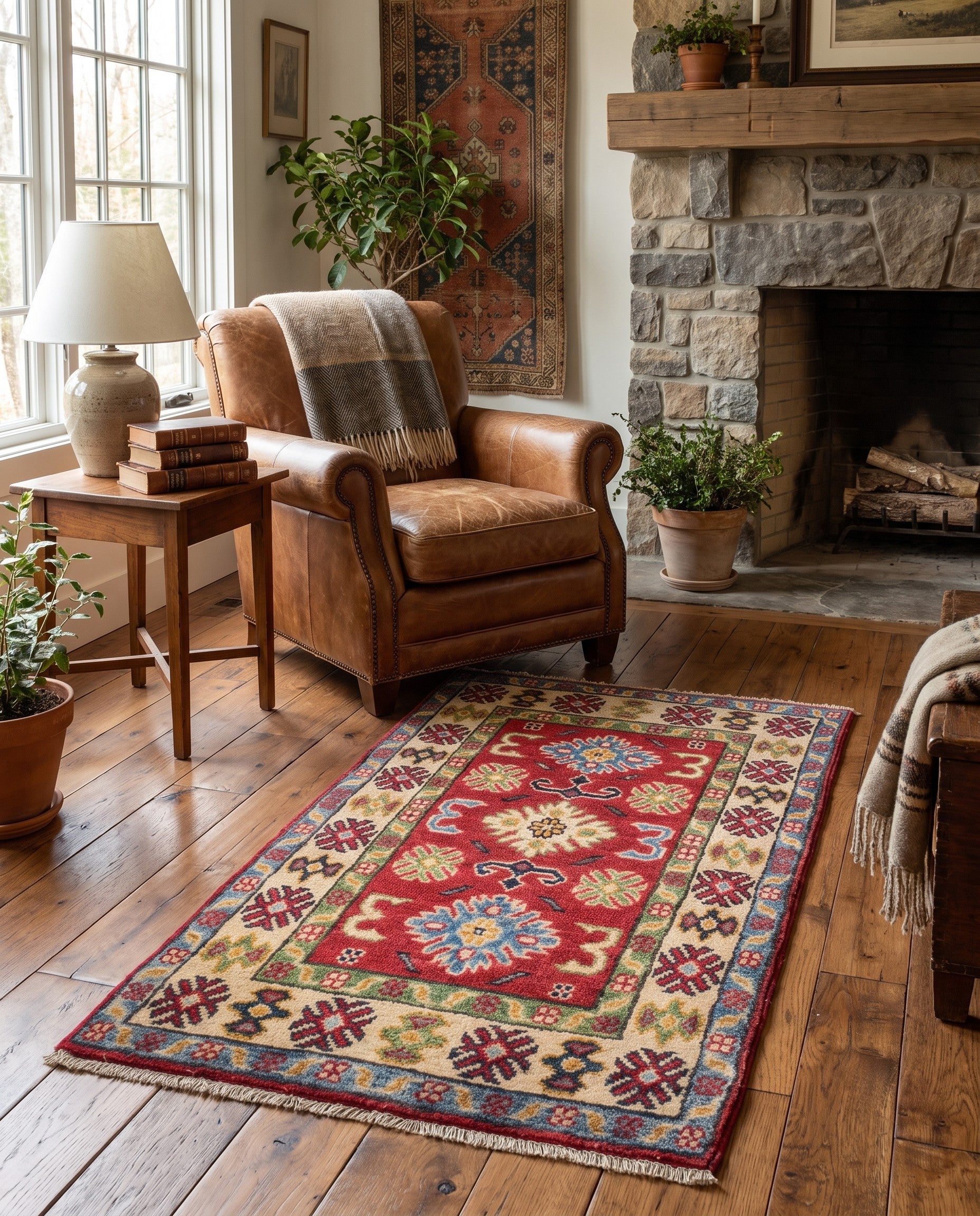 1' 11 x 3' 5 Hand Knotted Kazak Rug