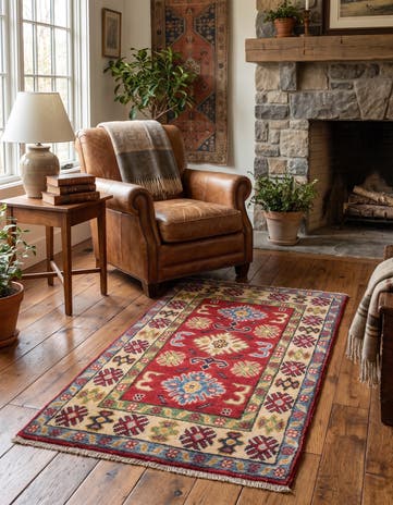 1' 11 x 3' 5 Hand Knotted Kazak Rug