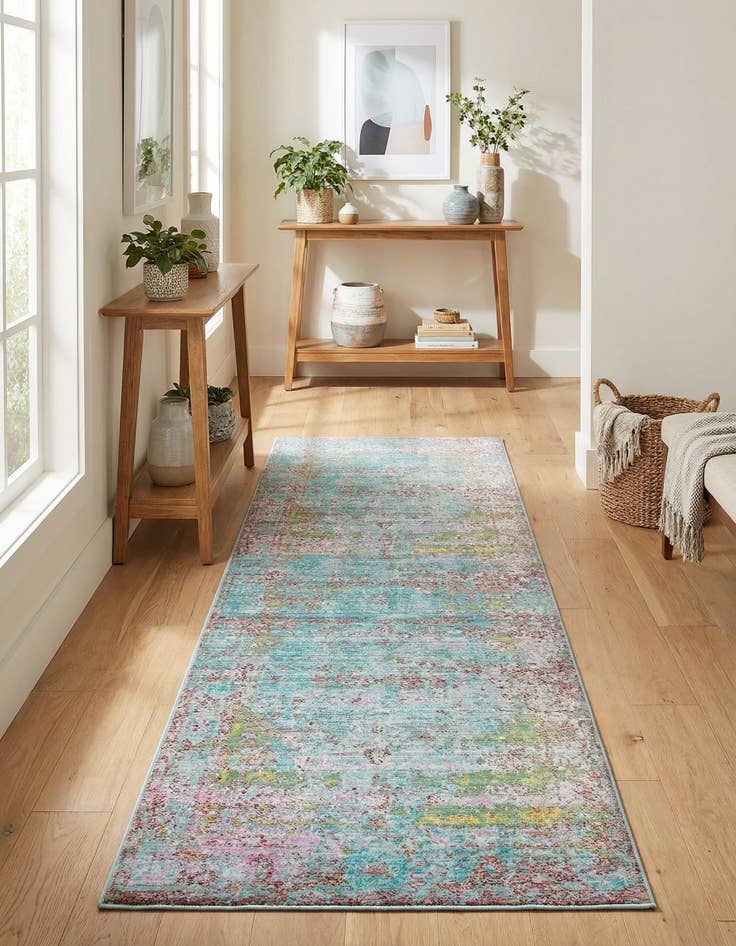 Detail image of 2' 7 x 9' 10 Aqua Runner Rug