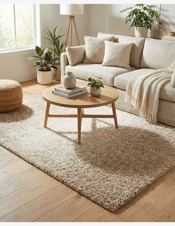 Beige and Ivory Soft Touch Shag Rug