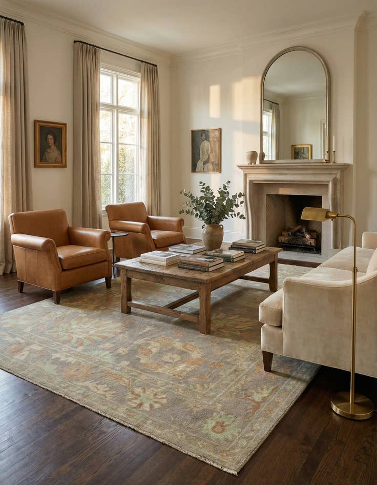 Detail image of 8' x 9' 11 Hand Knotted Oushak Wool Rug