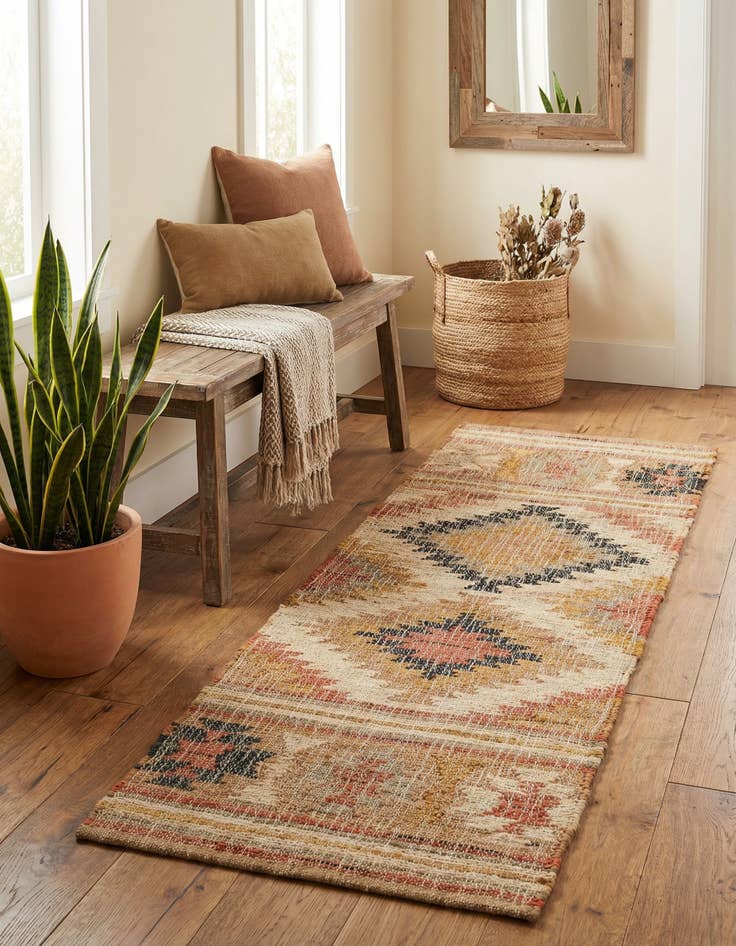 Detail image of 2' x 5' 1 Hand Woven Kilim Jute Runner Rug