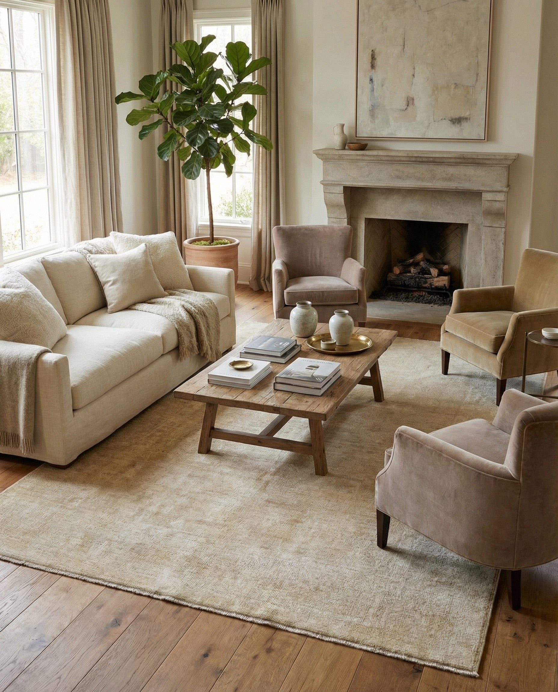 5' 1 x 7' 11 Hand Knotted Oushak Wool Rug