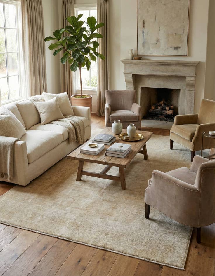 Detail image of 5' 1 x 7' 11 Hand Knotted Oushak Wool Rug