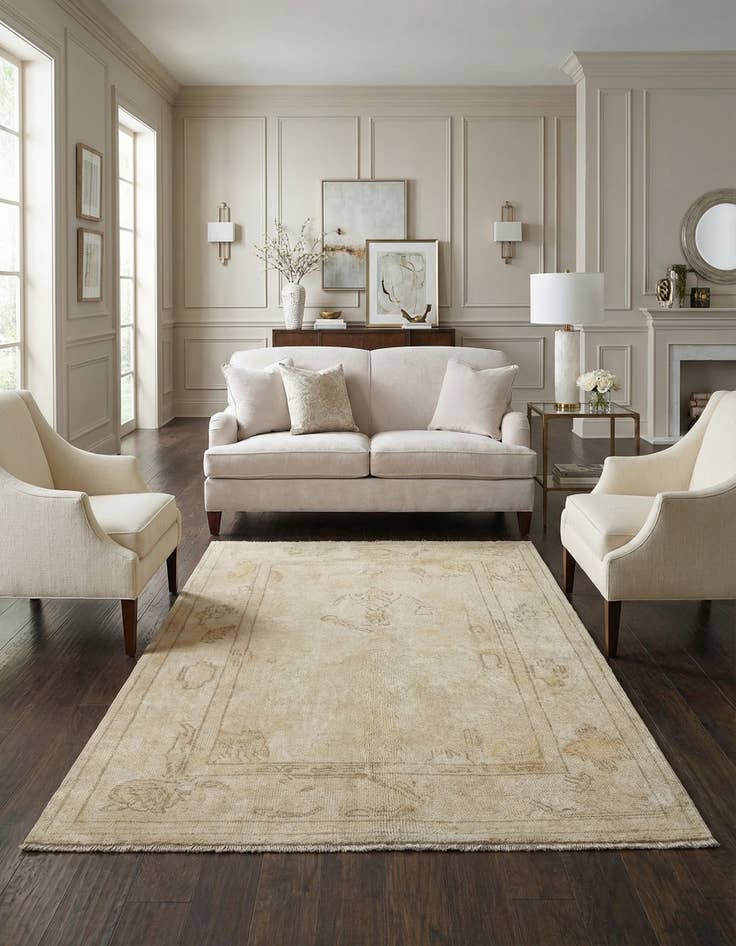 Detail image of 4' 3 x 6' Hand Knotted Oushak Wool Rug