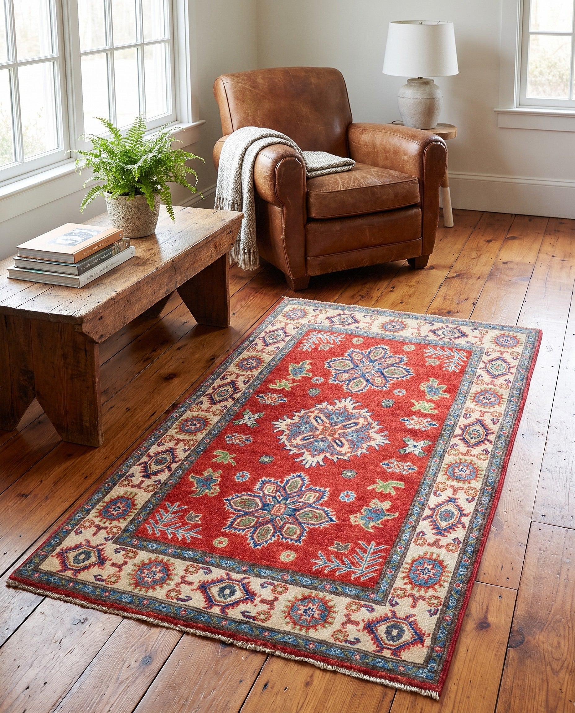 3' 3 x 5' Hand Knotted Kazak Rug