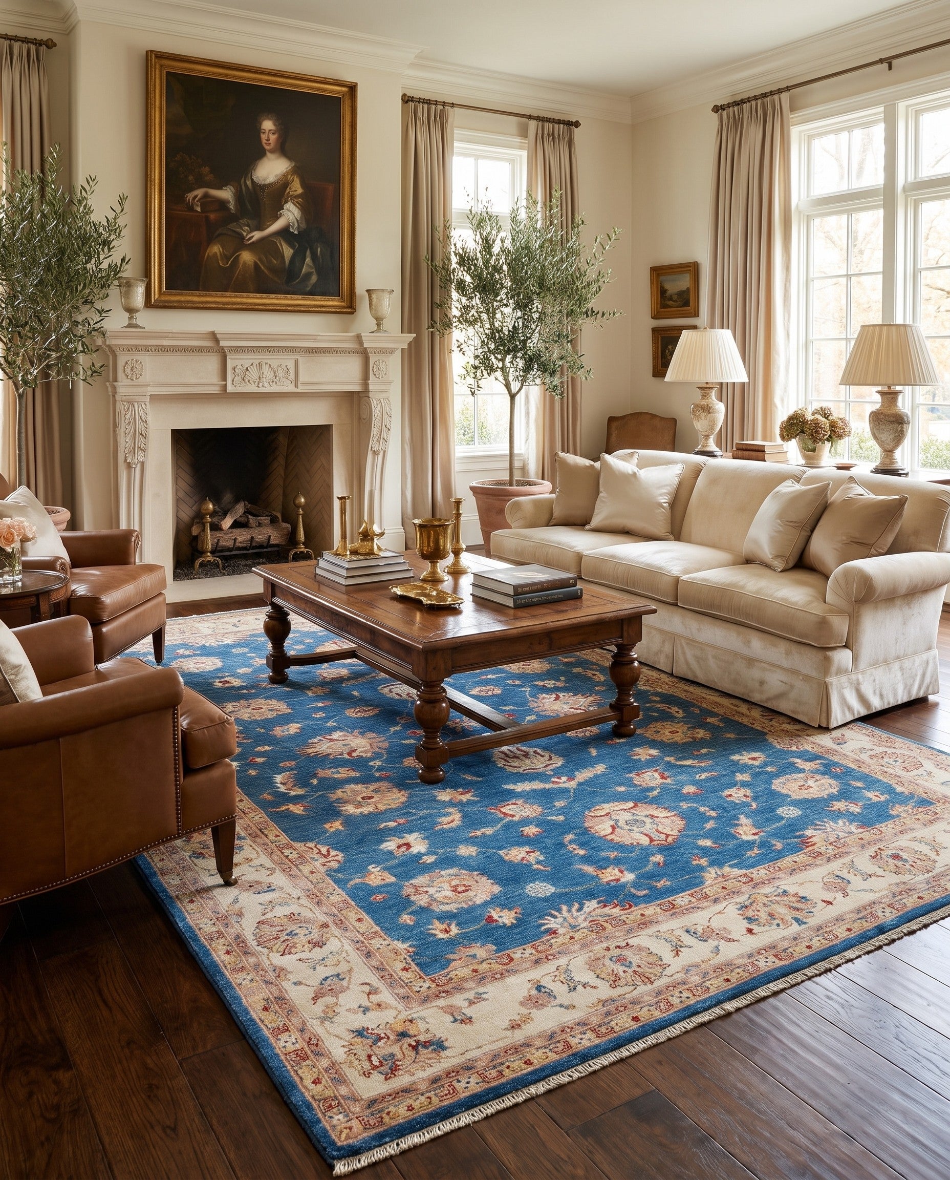 6' 11 x 9' 8 Hand Knotted Ziegler Rug