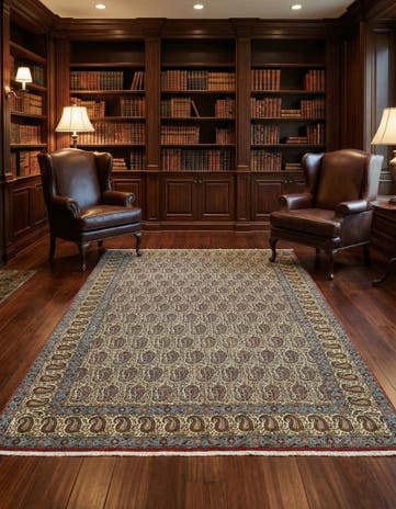 4' 3 x 7' Hand Knotted Qom Persian Rug