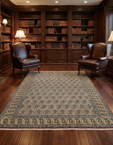 4' 3 x 7' Hand Knotted Qom Persian Rug