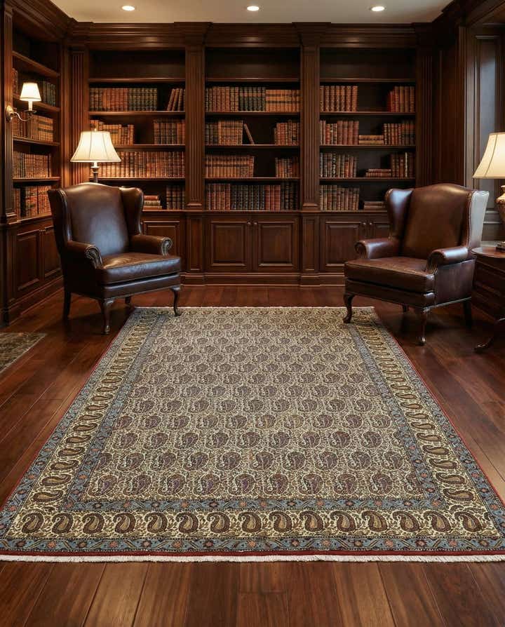 4' 3 x 7' Hand Knotted Qom Persian Rug