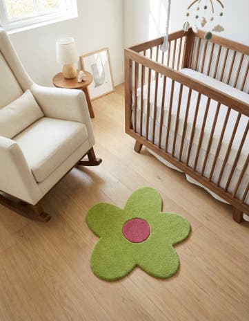 2' 2 x 2' 2 Happy Rugs Funky Flower Wool Round