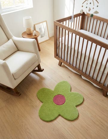 2' 2 x 2' 2 Happy Rugs Funky Flower Wool Round