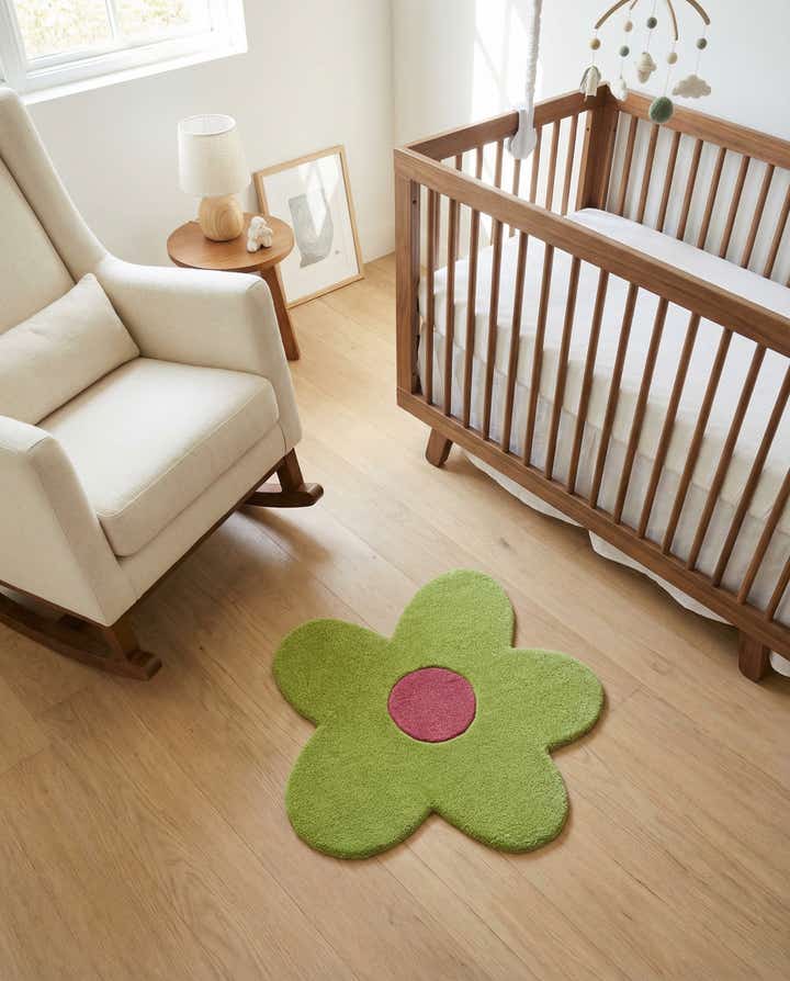 2' 2 x 2' 2 Happy Rugs Funky Flower Wool Round