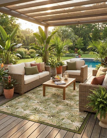 7' 10 x 10' Easy-Clean Botanical Indoor / Outdoor Rug
