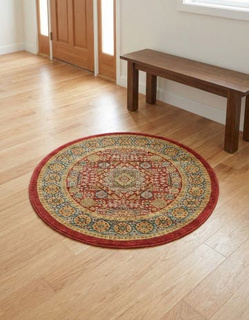 Red Amina Round Rug