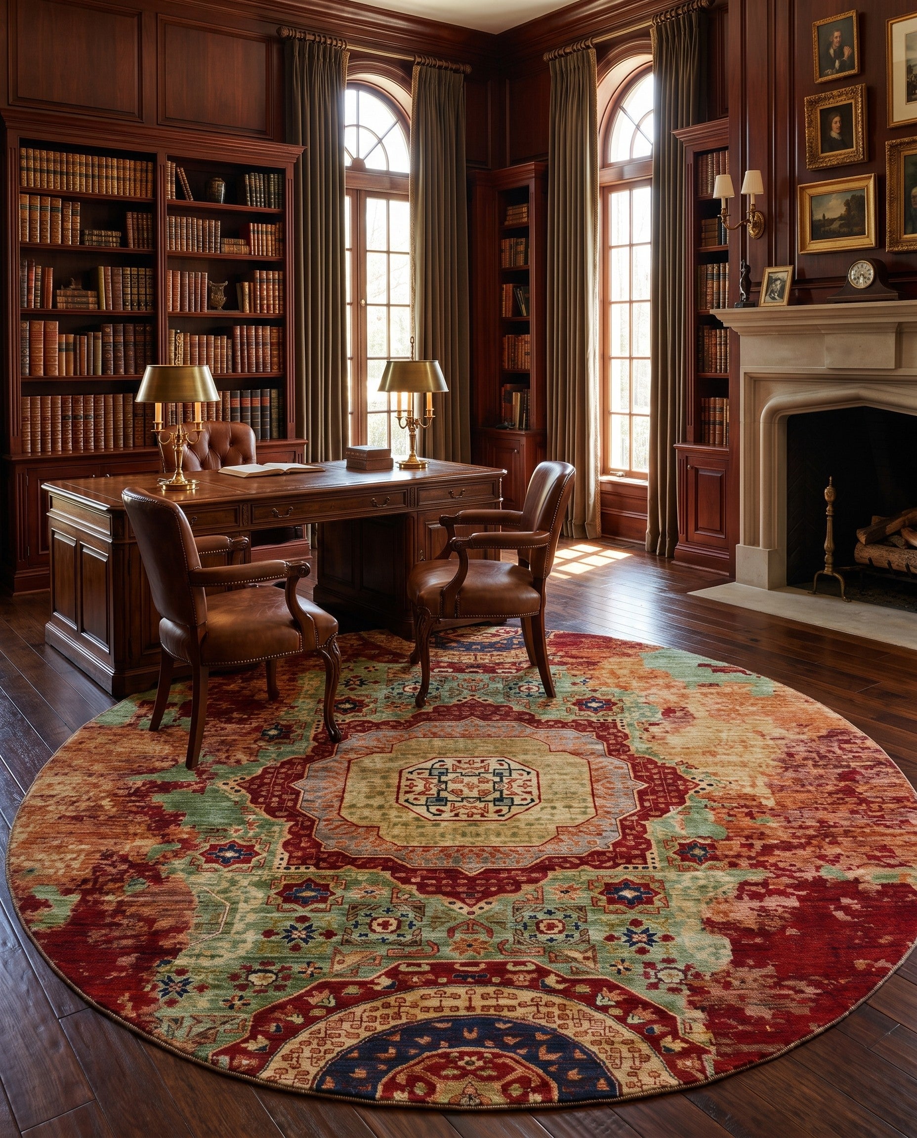 9' 7 x 9' 8 Hand Knotted Mamluk Ziegler Round Rug