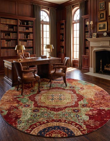 9' 7 x 9' 8 Hand Knotted Mamluk Ziegler Round Rug