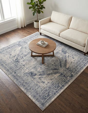 Dark Blue Villa Square Rug