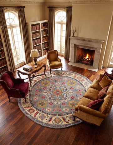 8' 1 x 8' 3 Hand Knotted Kazak Round Rug