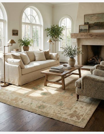 9' 4 x 12' Hand Knotted Oushak Wool Rug