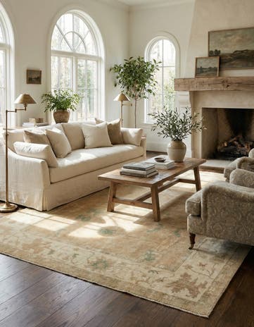 9' 4 x 12' Hand Knotted Oushak Wool Rug