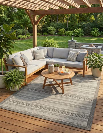 5' 3 x 8' Easy-Clean Border Indoor / Outdoor Rug