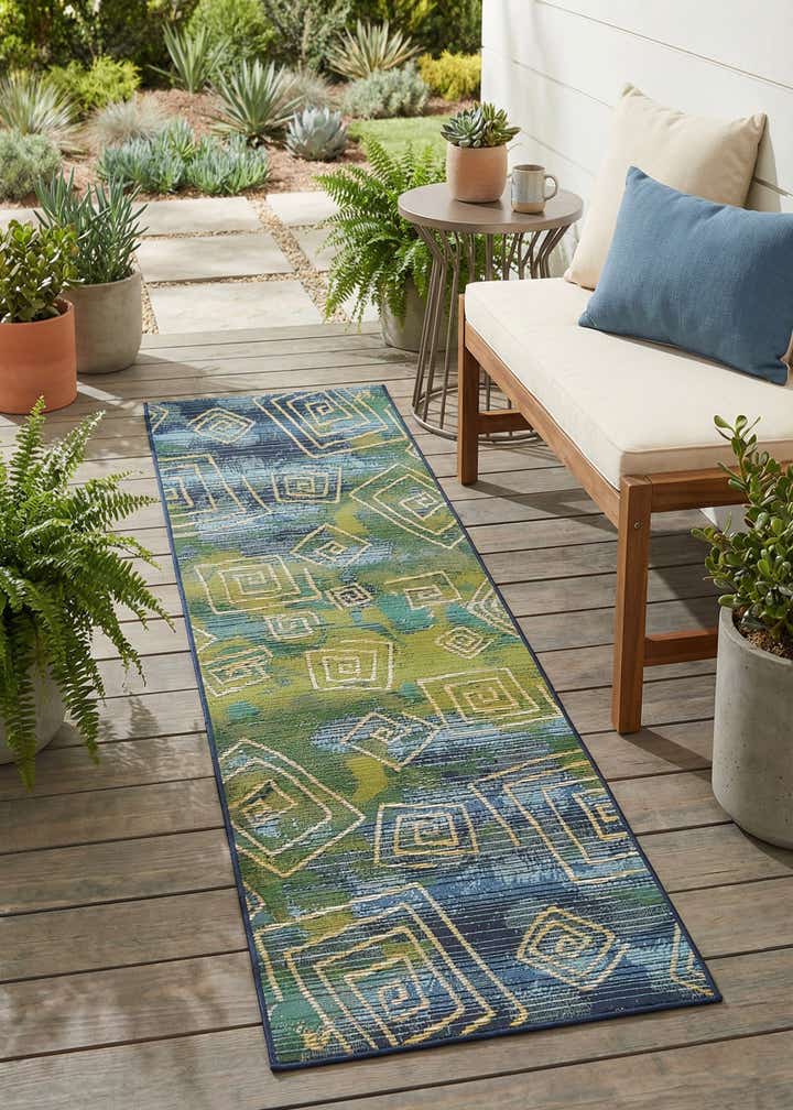 2' x 6' Easy-Clean Modern Indoor / Outdoor Runner Rug