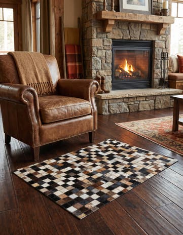 2' x 3' Cowhide Leather Rug