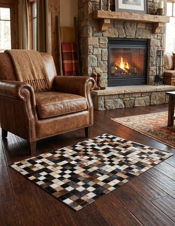 2' x 3' Cowhide Leather Rug