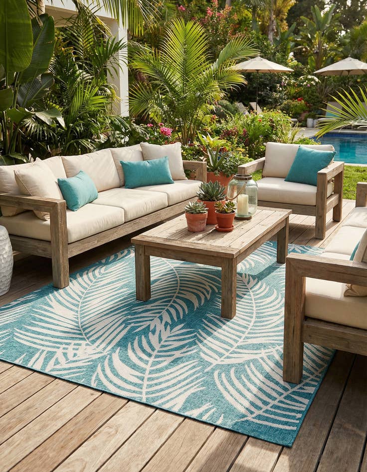 Detail image of 7' 10 x 10' Washable Botanical Indoor / Outdoor Rug