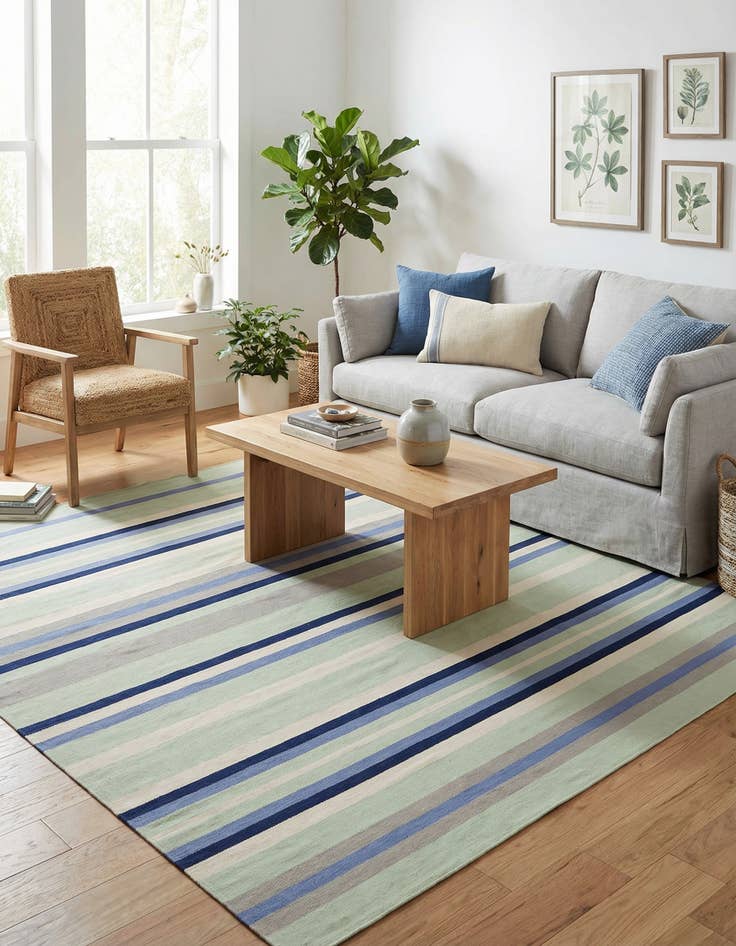 Detail image of 10' x 10'  Hand Woven Flatweave Cotton Dhurrie Square Rug