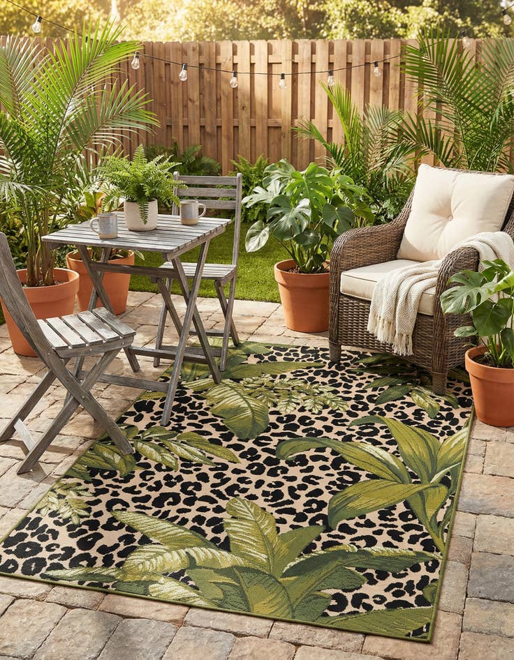 Detail image of 3' 3 x 5' 3 Washable Botanical Indoor / Outdoor Rug