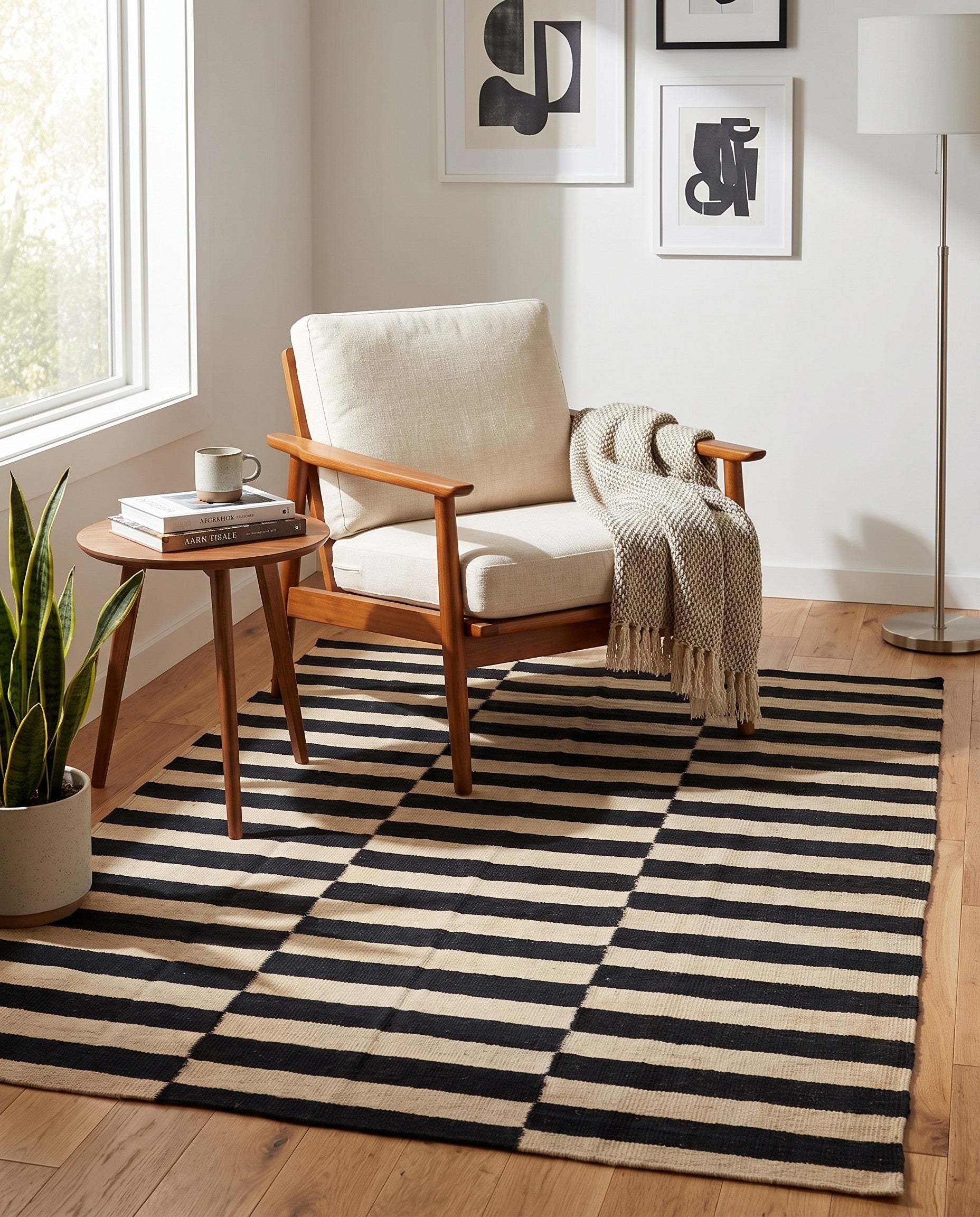 4' x 5' 10 Hand Woven Kilim Modern Wool Rug