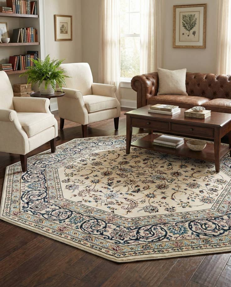 Detail image of 6' x 6' Nain Design Octagon Rug
